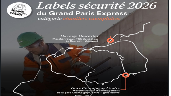 Image d'illustration de l'actualité Sécurité : double distinction pour DEMATHIEU BARD sur le Grand Paris Express 